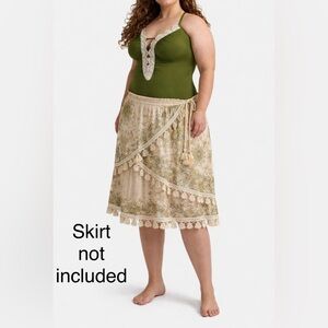 Time and Tru Women’s Plus Plunge One Piece Swimsuit w/Crochet Lace Trim Size XL